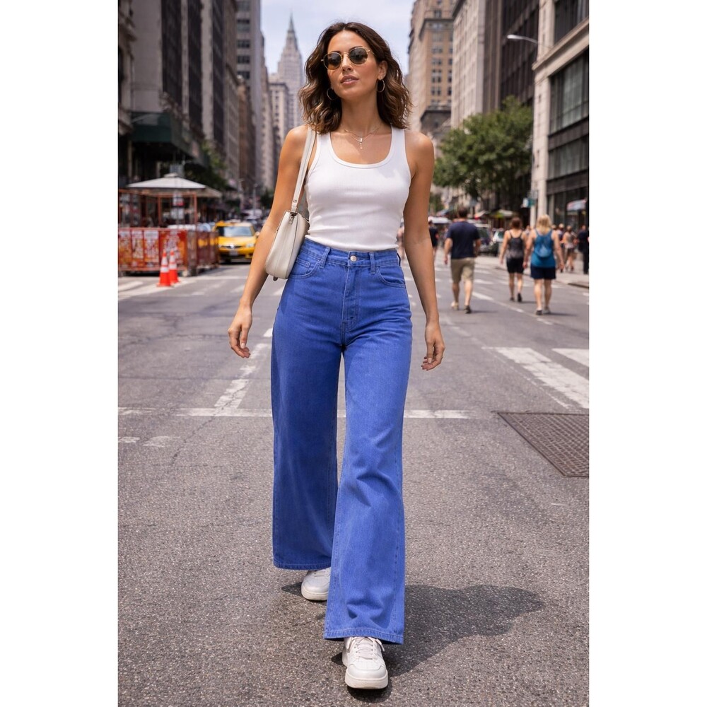 Universal Thread Wide Leg Jeans Size 12 Blue High Rise Sailor Denim NWT